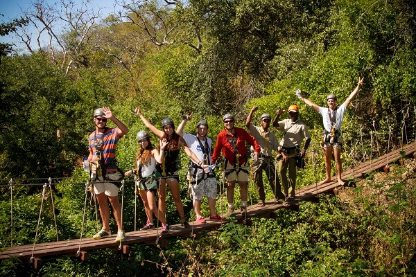 group walking canopy tour in victoria falls, zimbabwe