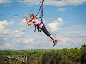 lady-doing-flying-fox-victoria-falls